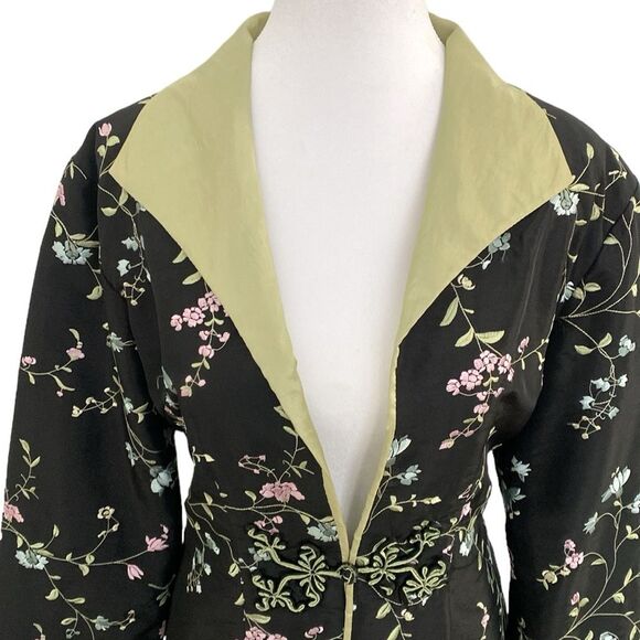 Canton Bazaar SF CA 100% Silk Floral Embroidered Jacket - Picture 3 of 13